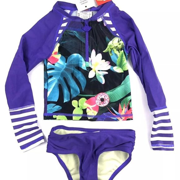 Appaman, Girl’s Size 5 Purple Floral Rash Guard Set, Long Sleeve